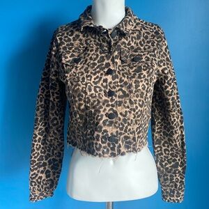 Express Animal Print Denim Type Crop Jacket